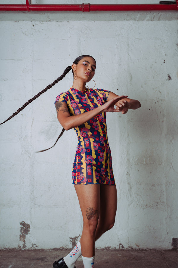 Vestido Solterita Gatos de la Suerte